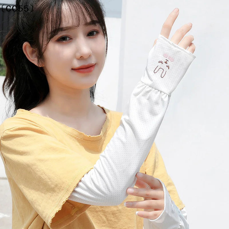 Ice Silk UV Arm Sleeves – Unisex Fingerless Sun Cover UV Arm Sleeves Qst