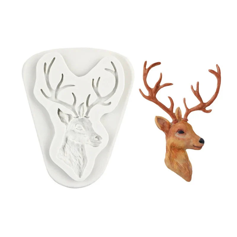 Christmas Deer Head Silicone Mold – Fondant, Chocolate & Soap Silicone Baking Mold Qme