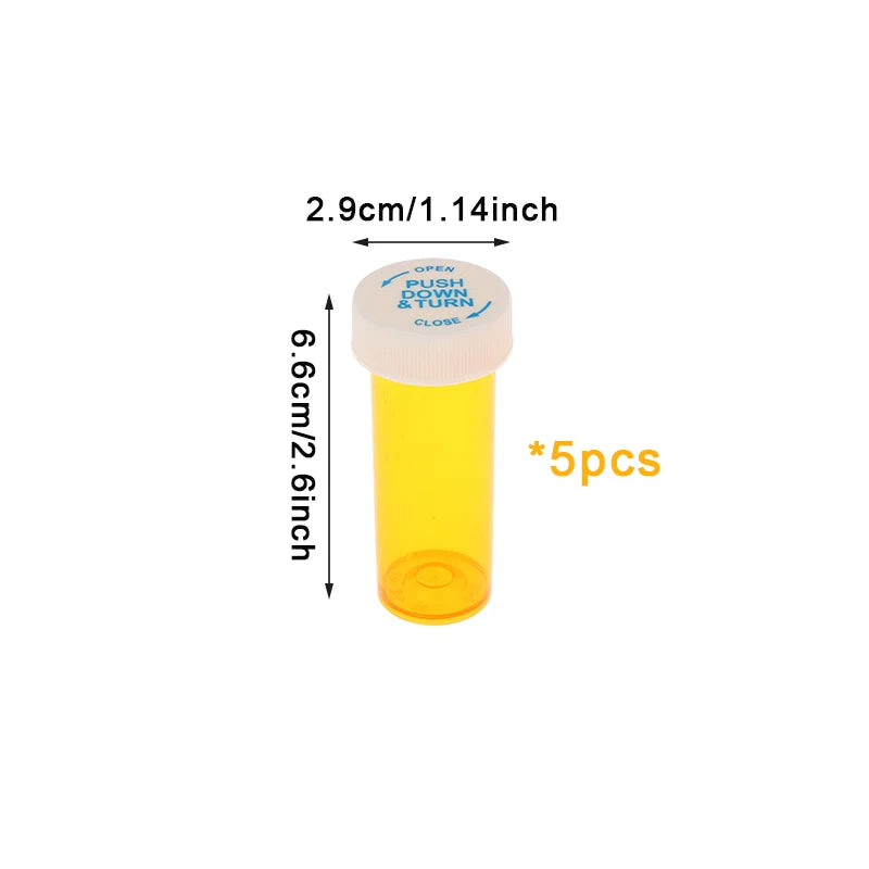 5-Pack Child-Resistant Pill Bottles – Travel Medicine Vials Pill Storage Bottles Qst A1