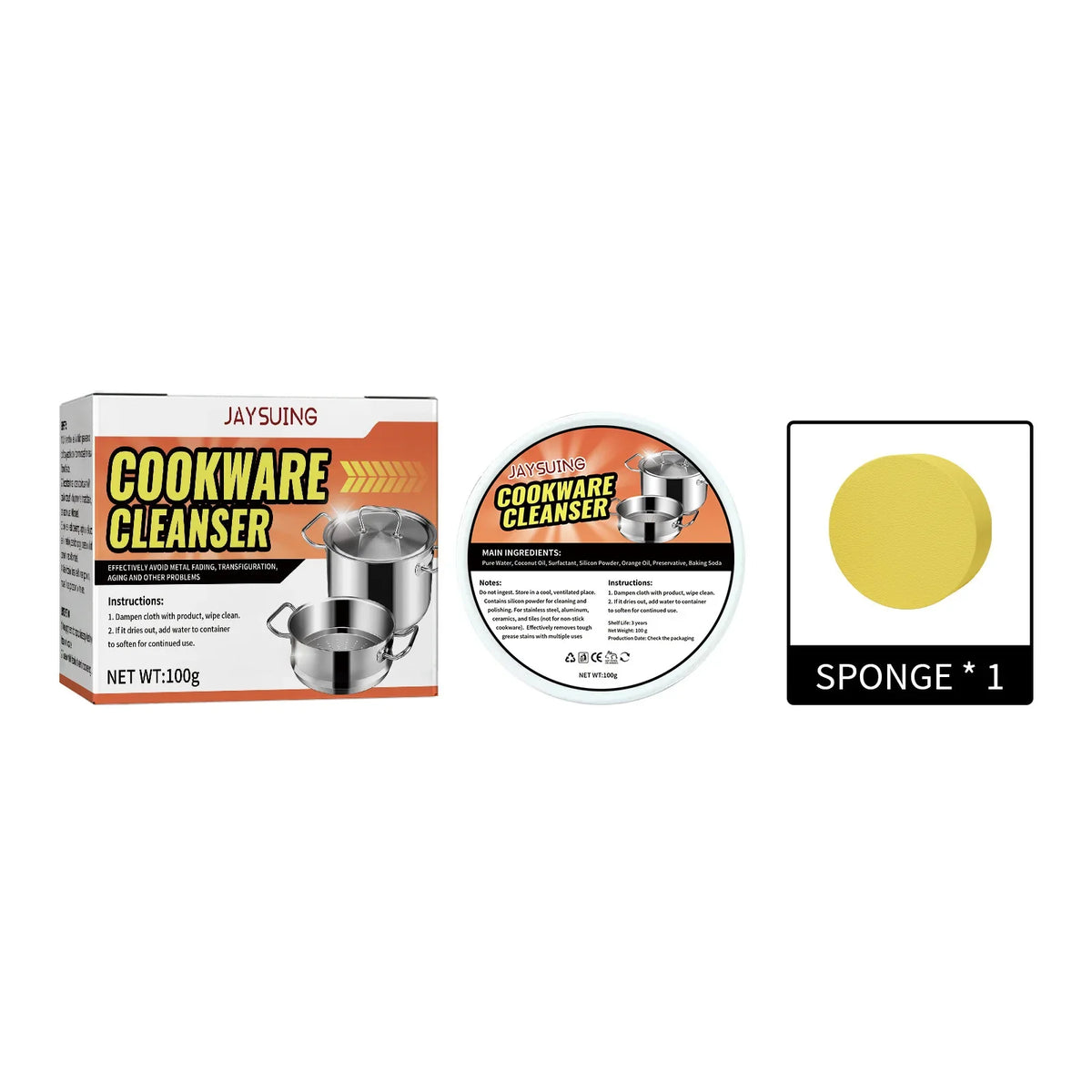 Stainless Steel Cleaning Paste – Cookware & Rust Remover Cookware Cleaning Paste Qme 100g kit Boxed