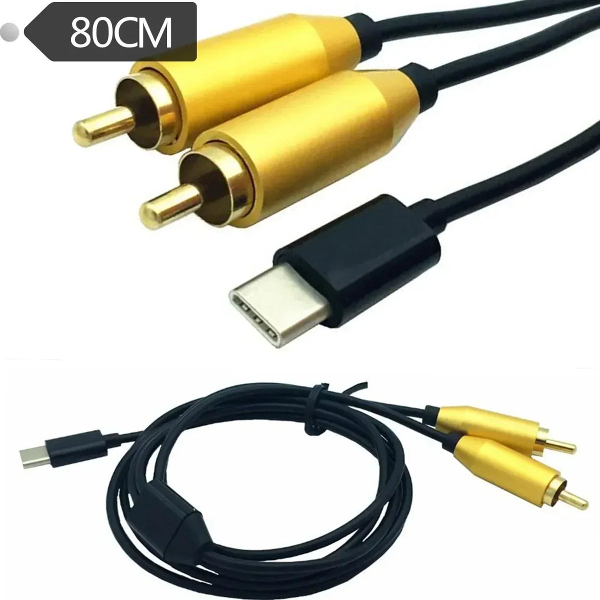 USB-C to Dual RCA Male AV Audio Video Adapter Cable AV Adapter Cable Qme 2PCS