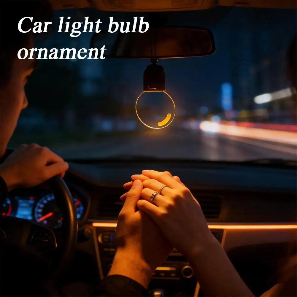Retro Acrylic Light Bulb Car Rearview Mirror Pendant Decor Car Mirror Pendant Qme