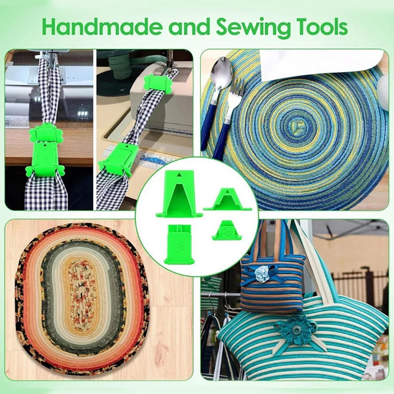 Fabric Tube Maker for Roll Rugs & Bias Tape – 2-Piece DIY Set Sewing Notions Tool Qme
