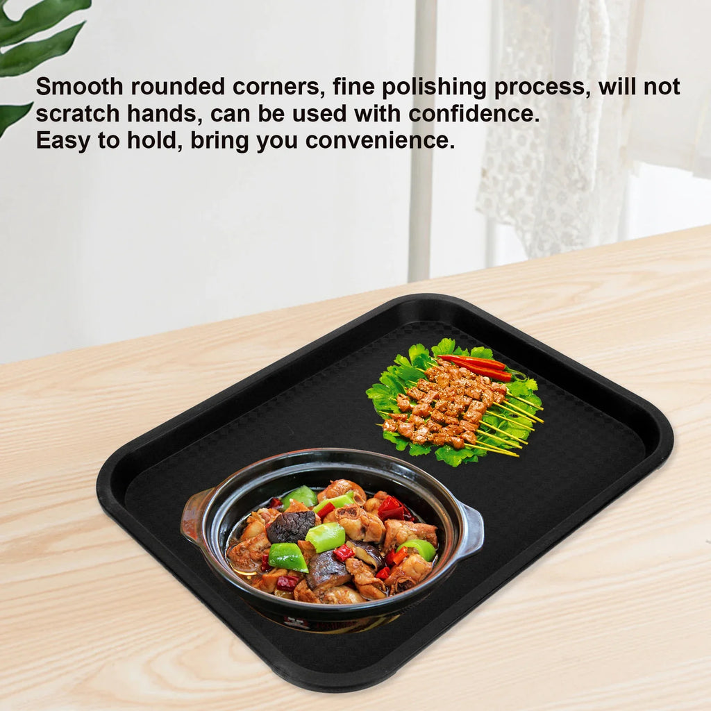 Rectangular Non-Slip PP Plastic Serving Tray | Restaurant & Home Plastic Serving Tray Qme