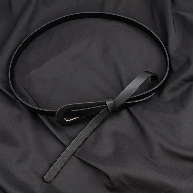 Vintage PU Leather Waist Belt – Slim Tie Belt for Women Women's Waist Belt Qst D
