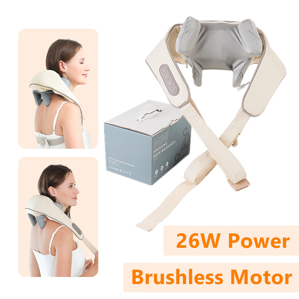 Foreverlily 26W Brushless Wireless Neck & Shoulder Massager Shawl Neck Shoulder Massager Qst 26W-White