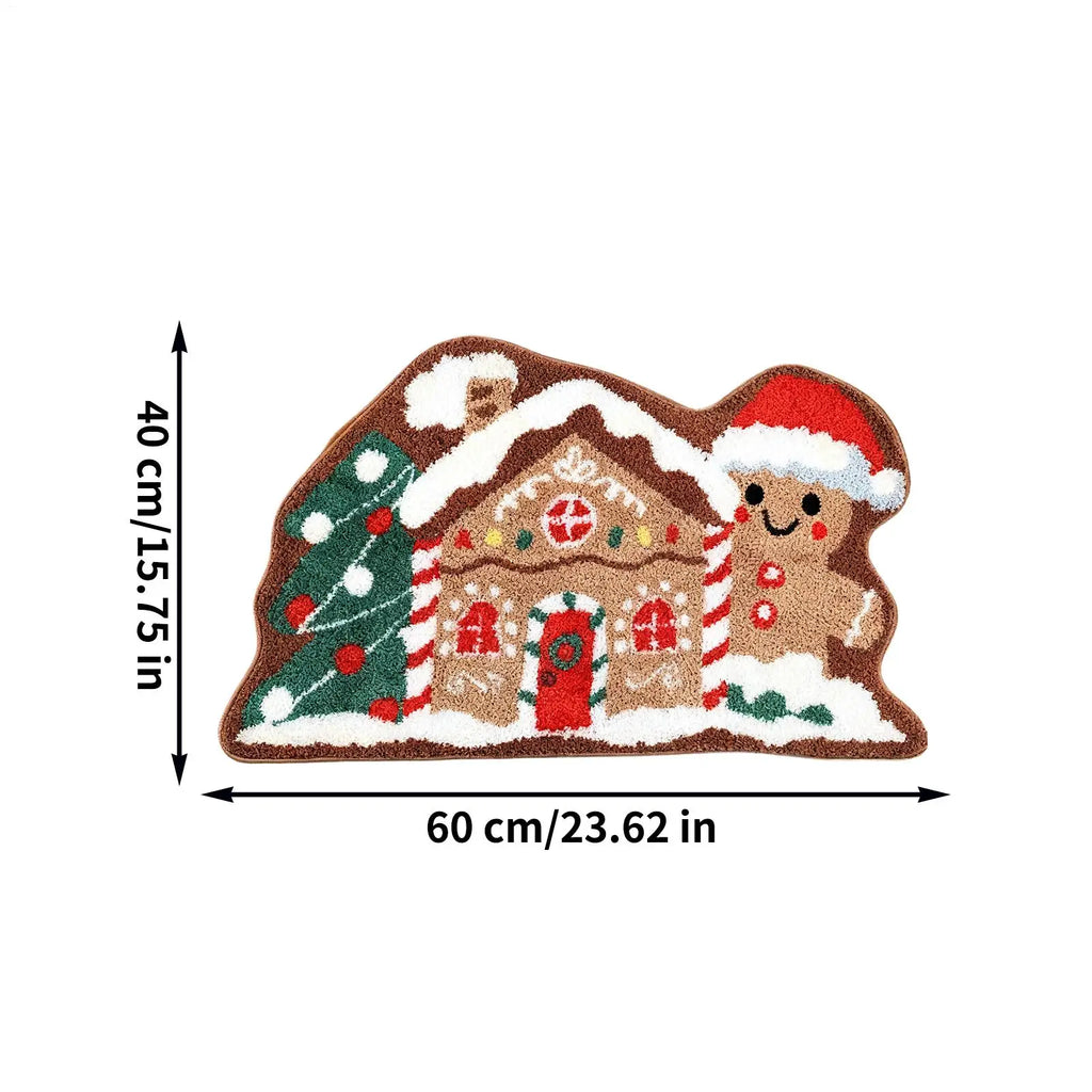 Gingerbread Christmas Doormat – Soft Non-Slip Mat 24x16 In Christmas Doormat Qme