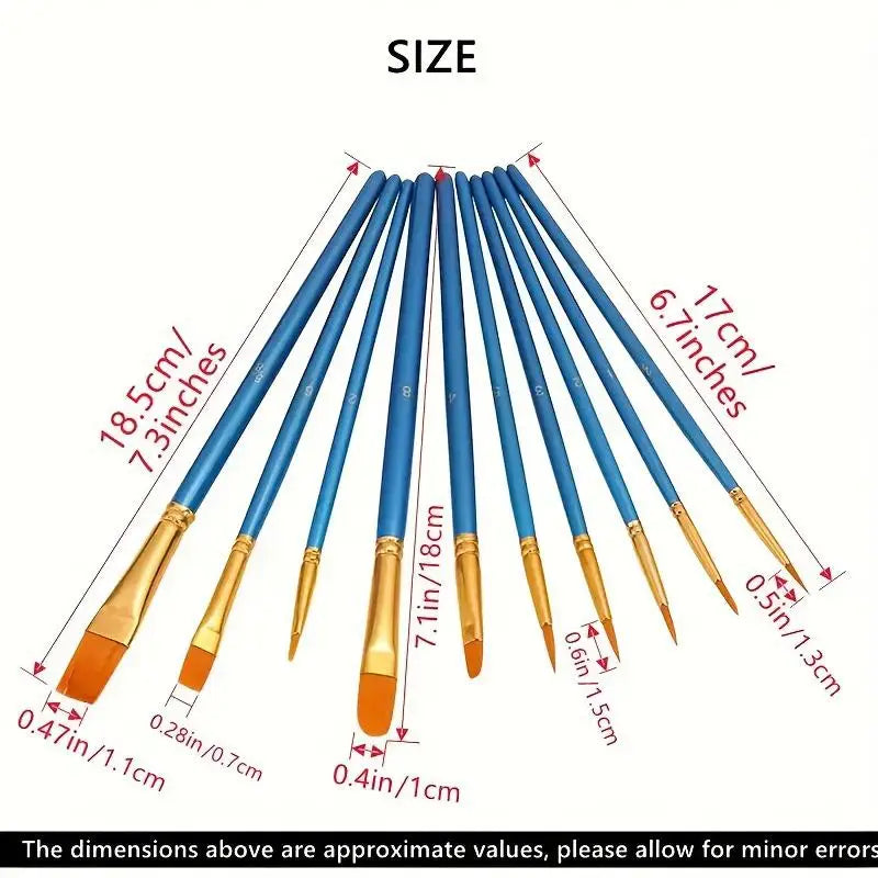 Professional Detail Painting Brushes Round Flat Nylon Watercolor Detail Paint Brushes Qme