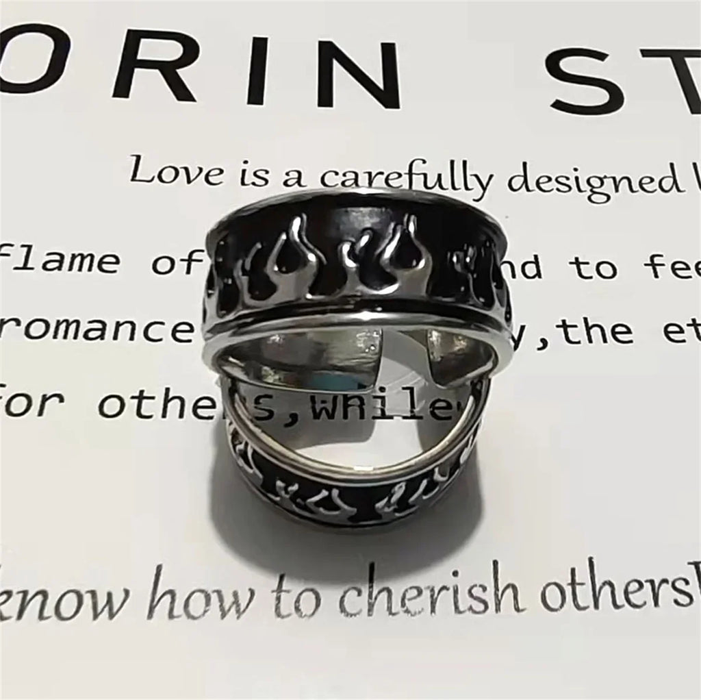 Retro Flame Fire Stainless Steel Ring – Punk Gothic Unisex Punk Gothic Ring Qme