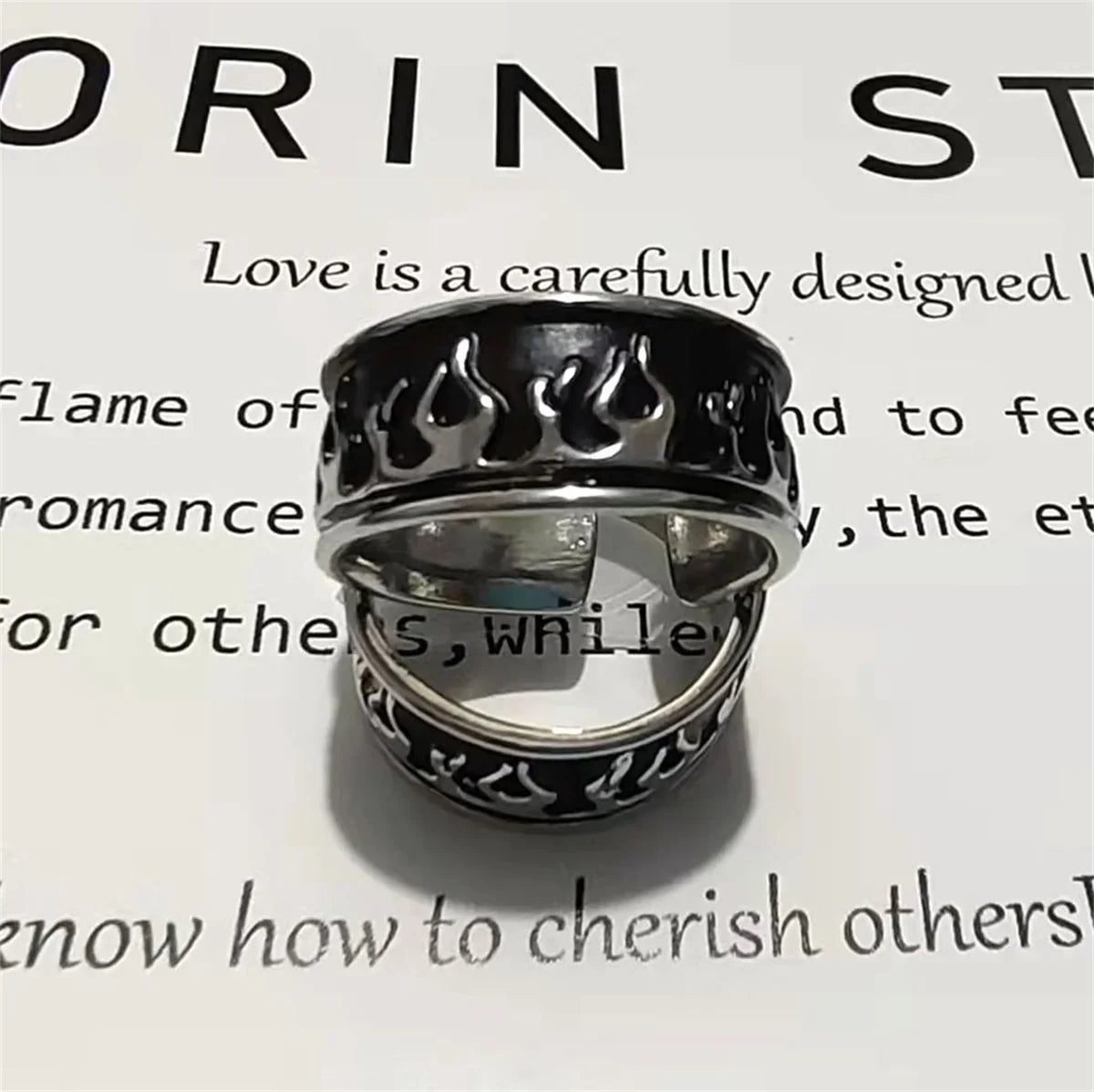 Retro Flame Fire Stainless Steel Ring – Punk Gothic Unisex Punk Gothic Ring Qme