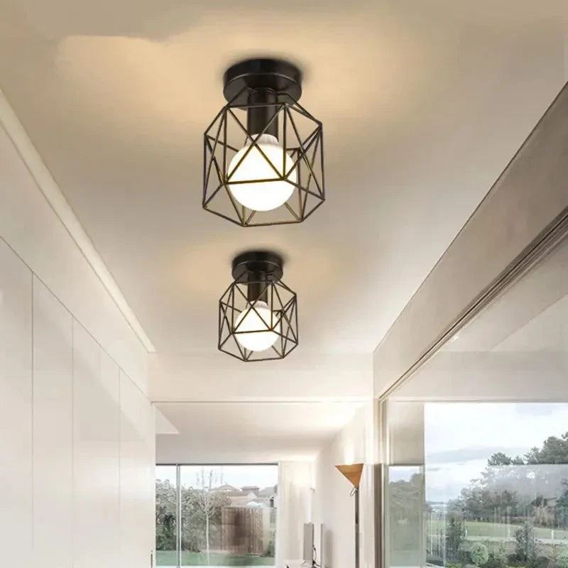 Modern LED Ceiling Light | Metal Shade, E27, Black or Gold Ceiling Light Fixture Qme