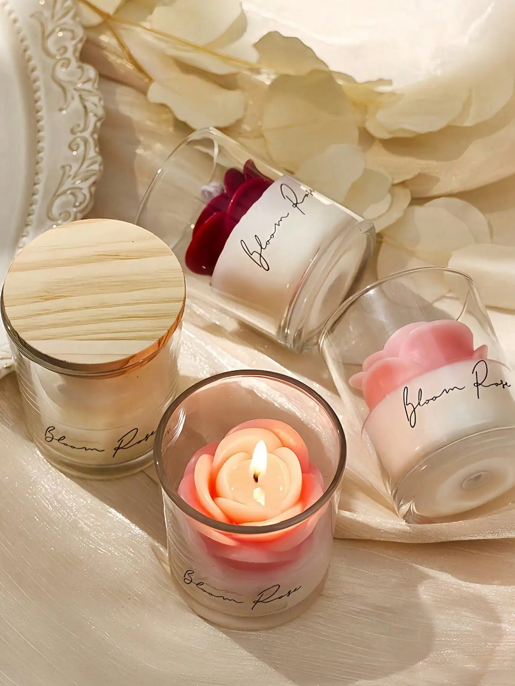 Rose Fragrance Soy Wax Candle | Straight Cup | 3 Colors Fragrance Candle Qme