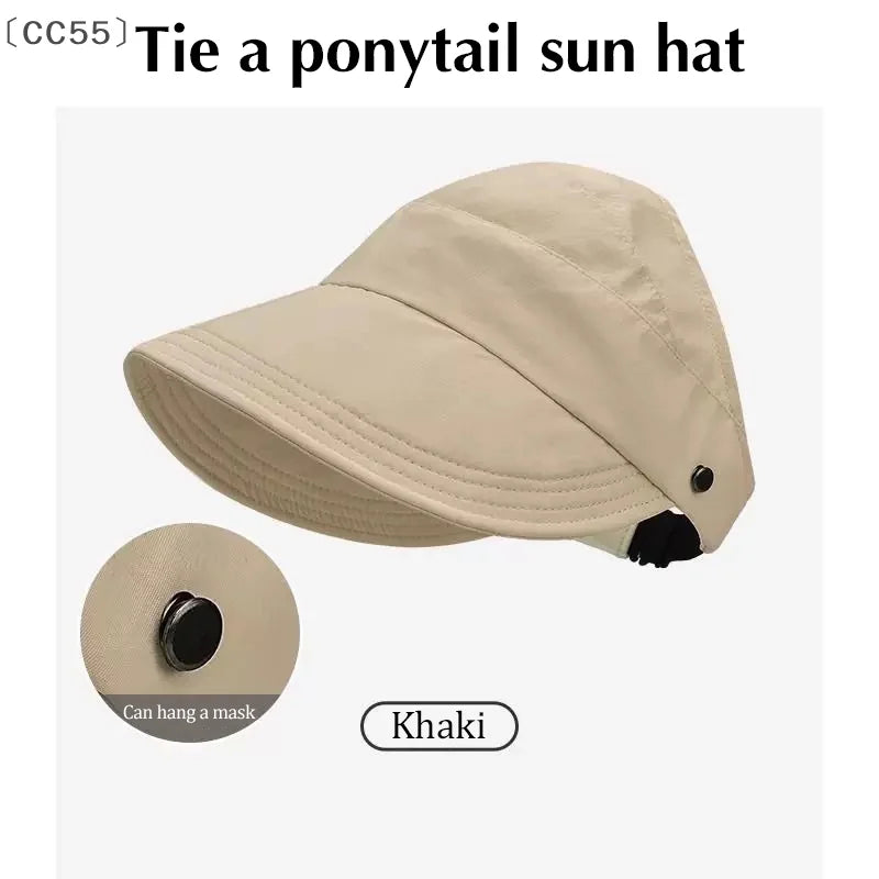 Women's UPF50+ Quick Dry Hollow Top Outdoor Sun Visor Hat Sun Visor Hat Qst