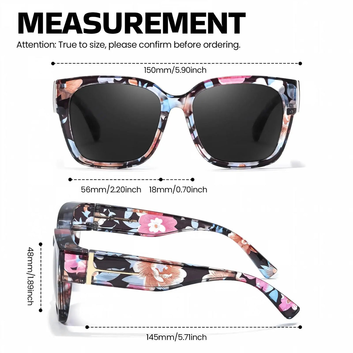 VOPHA Oversized Fit-Over Polarized Sunglasses UV400 Square Polarized Sunglasses Qst