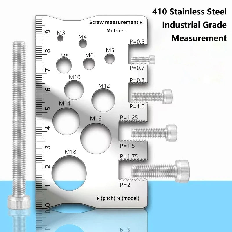 Stainless Steel Screw Thread Caliper – Pitch, Length & Diameter Gauge Thread Pitch Gauge Qst