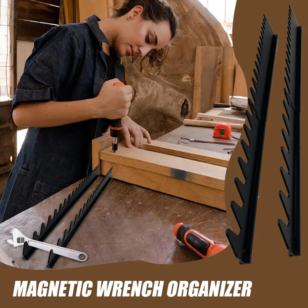 Heavy-Duty Wall-Mounted Wrench Organizer Rack | Iron Storage Wall Tool Rack Qme