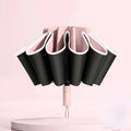 20-Bone Windproof Reverse Folding UV Umbrella – Auto Open Windproof Reverse Umbrella Qst Pink 10K metal-fiber composite