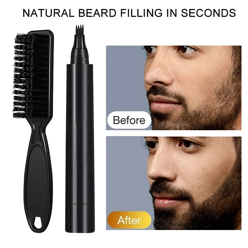 Instant Beard Filler Pen & Brush Comb – Waterproof by Qme Beard Filler Pen Qme Black
