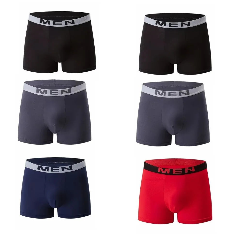 Men's Breathable Boxer Shorts | Solid Color & Elastic Waistband Men's Boxer Shorts Qme