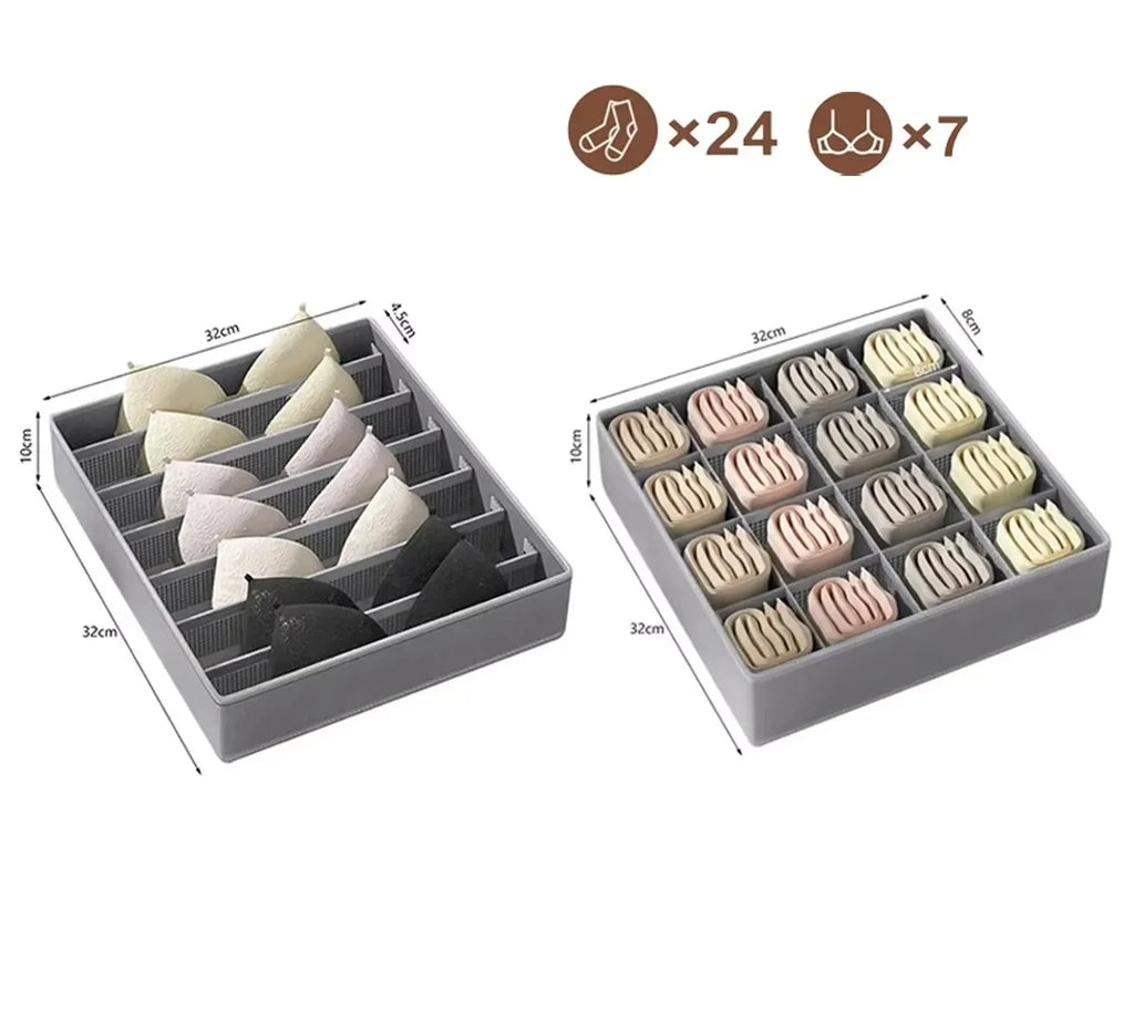 Non-Woven Fabric Underwear & Socks Drawer Storage Organizer Drawer Storage Organizer Qme 7grid 24grid grey