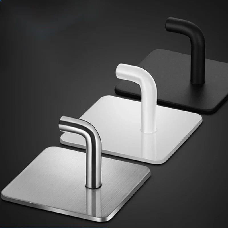 Stainless Steel Adhesive Wall Hooks – No-Drill Bathroom Rack Adhesive Wall Hook Qme