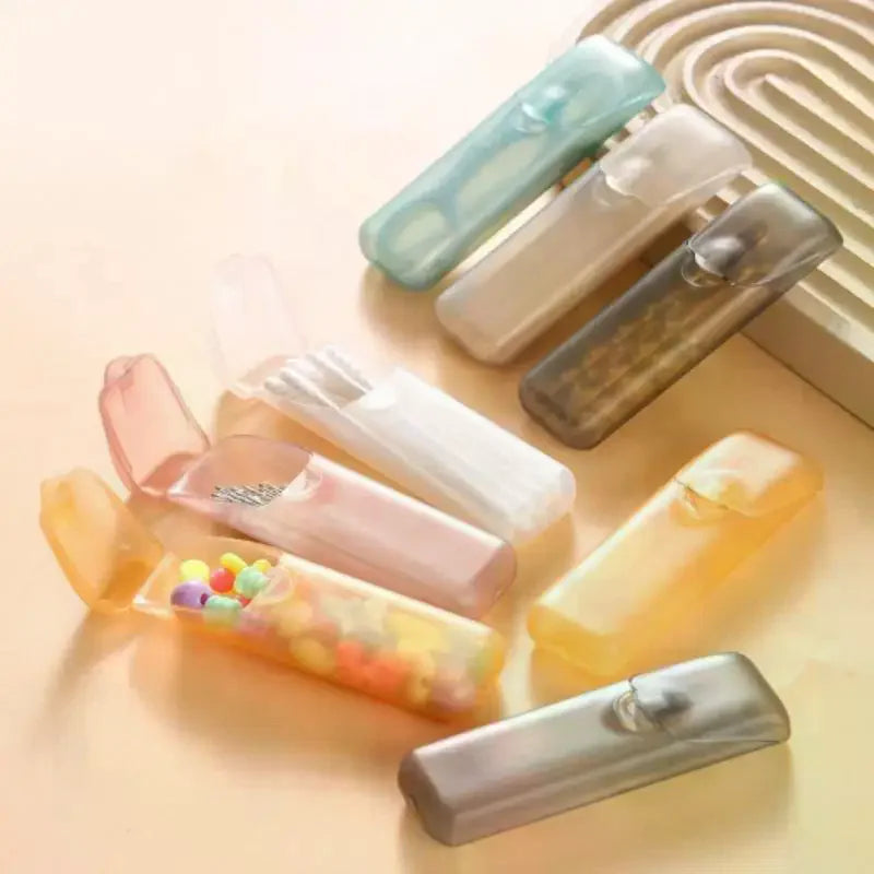 Mini Transparent Travel Storage Box – Toothpick & Swab Holder Travel Storage Box Qme