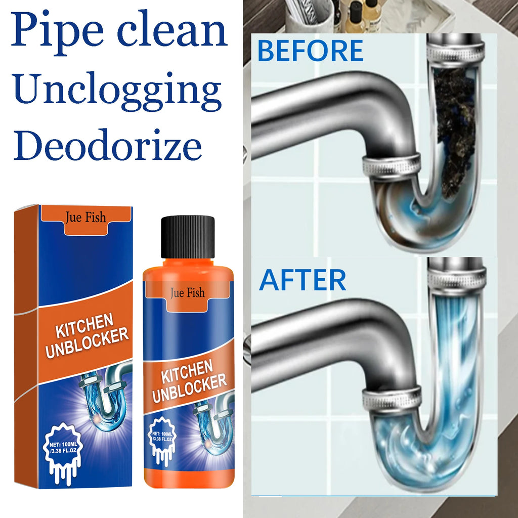 100ml Pipe Drain Unblocker – Fast Clog & Odor Remover Liquid Drain Unblocker Qst