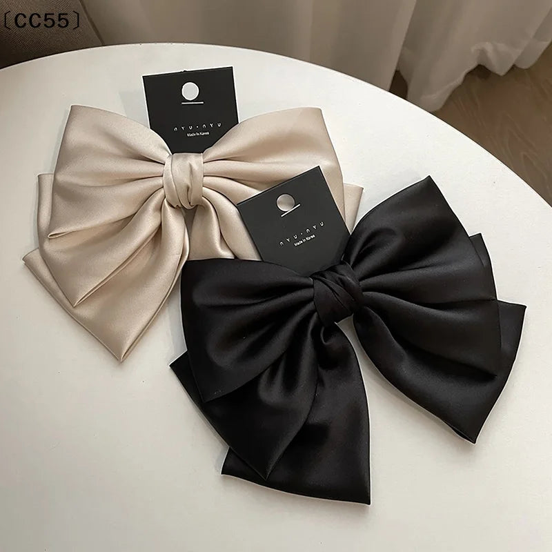 Elegant Satin Bow Hair Clip – Retro Spring Clip for Women Bow Hair Clip Qst