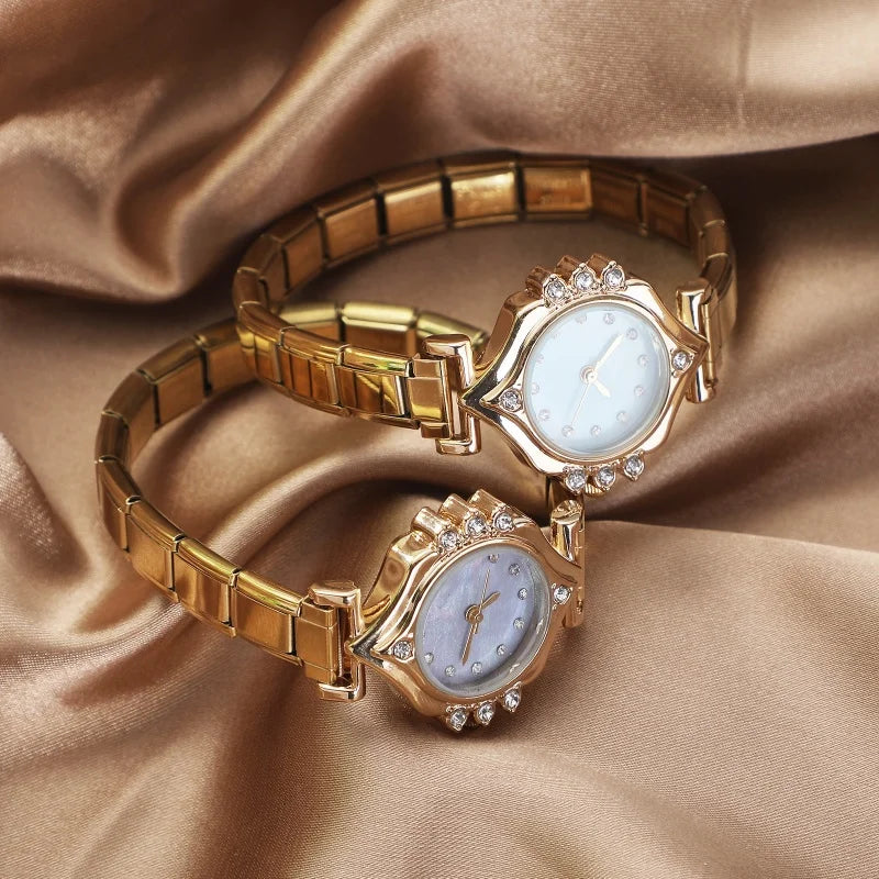 Italian Charm Square Zircon Elastic Watch Bracelet | 41 Colors Charm Bracelet Qme