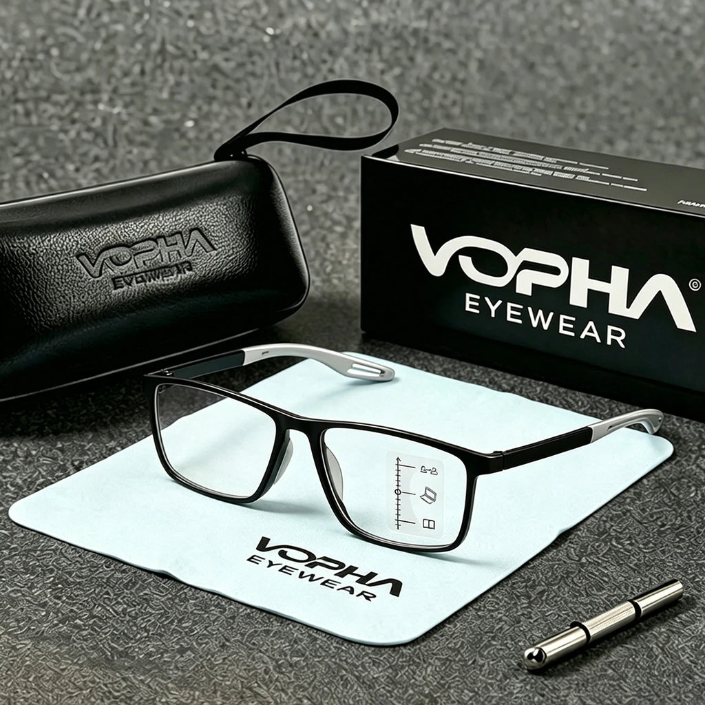 VOPHA TR90 Progressive Multifocal Reading Glasses +1.0–+3.0 Progressive Reading Glasses Qst Black +100