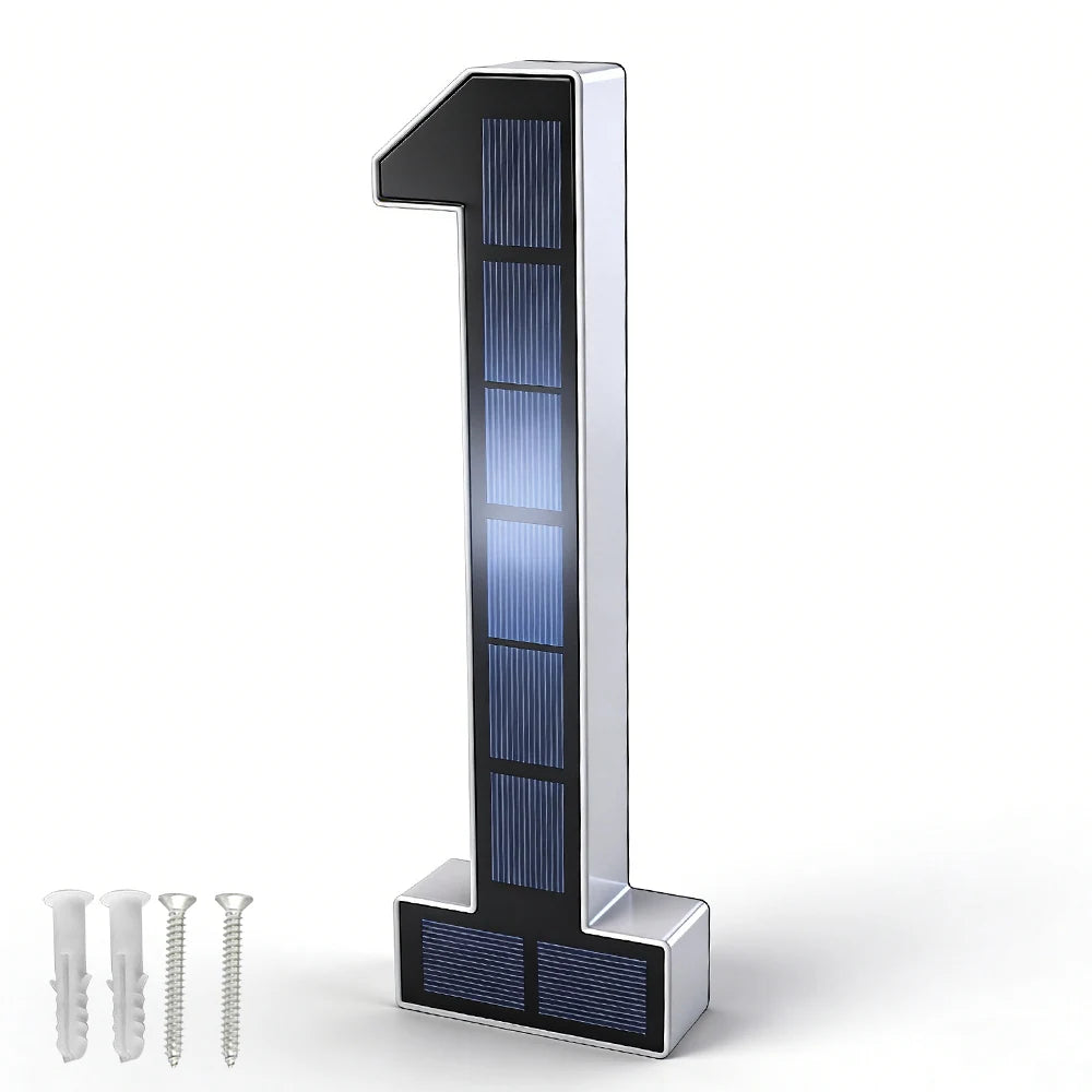 Solar LED House Number Light – Auto Sensor, Waterproof, 17CM Solar Address Light Qst 17CM digit 1 0-5W