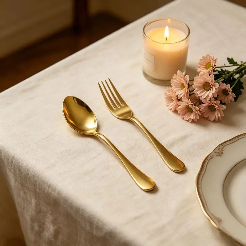 Stainless Steel Flatware Set – Spoon & Fork Cutlery 2-Piece Flatware Cutlery Set Qme