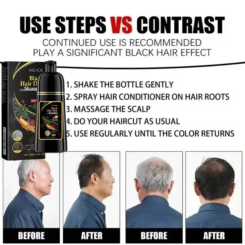 Natural Herbal Hair Dye Shampoo – Gray to Dark Brown & Black Hair Dye Shampoo Qme