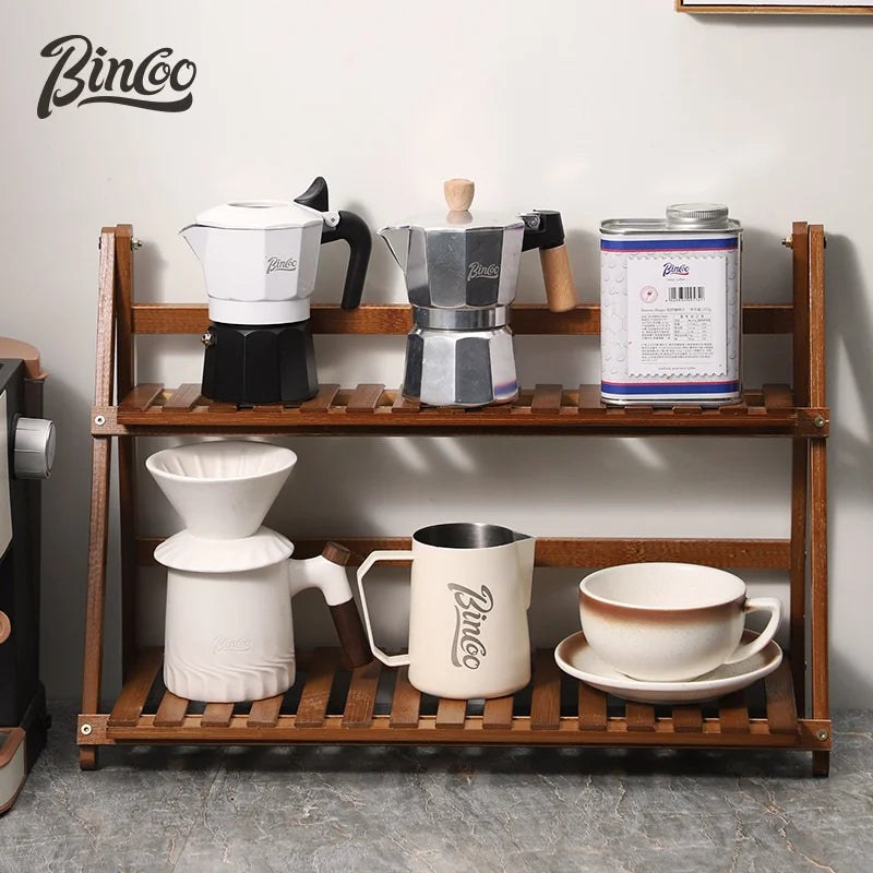 Bincoo Bamboo Coffee Utensil Storage Rack & Bar Organizer Coffee Utensil Rack Qst