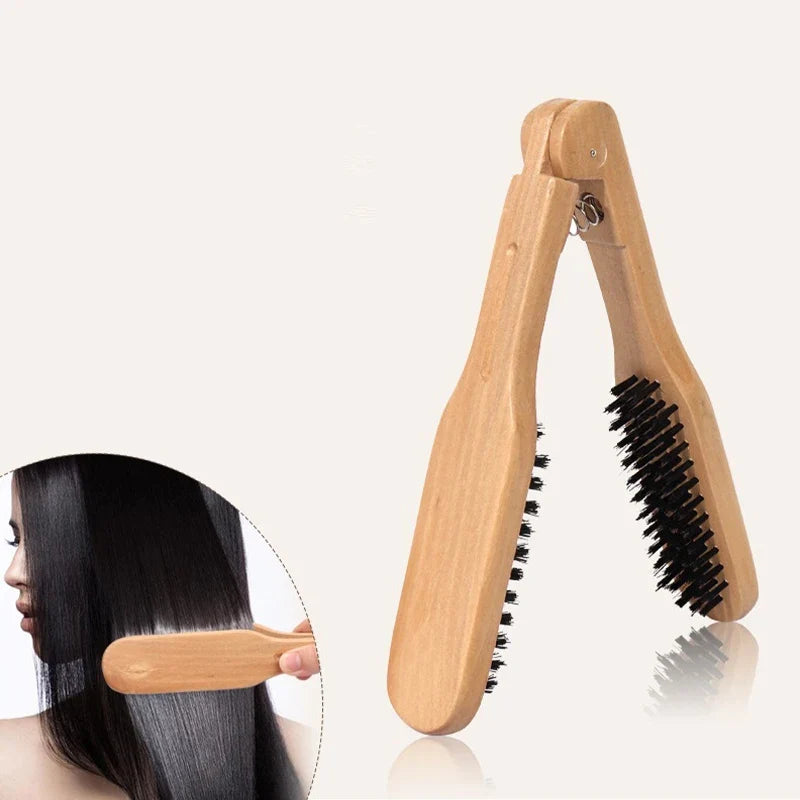 V-Shape Boar Bristle Paddle Brush – Anti-Static Hair Straightener Boar Bristle Hair Brush Qme