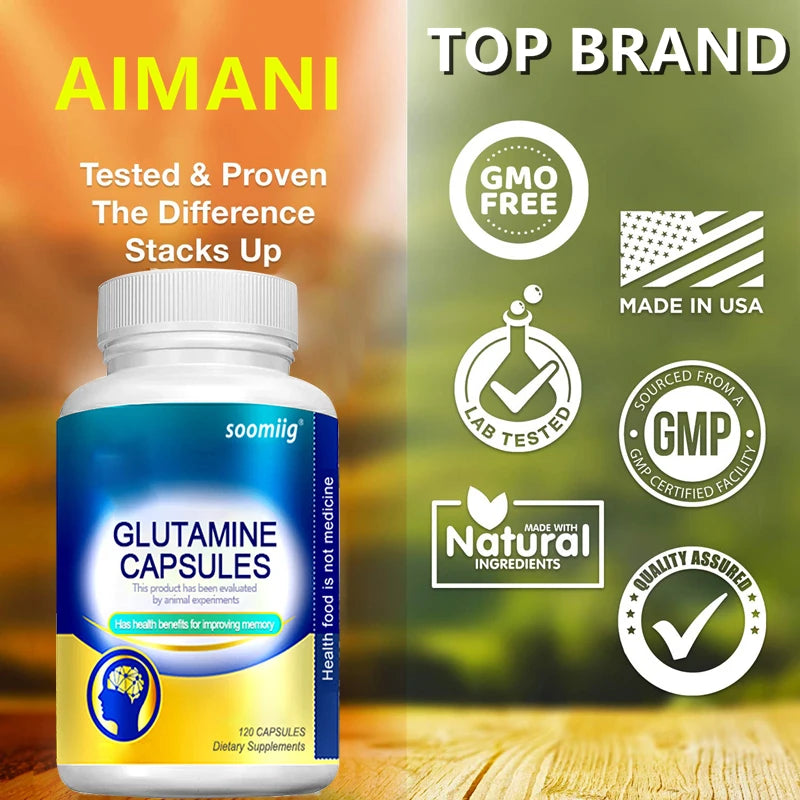 L-Glutamine 120 Capsules – Gut, Muscle & Immune Support Amino Acid Supplement Qst