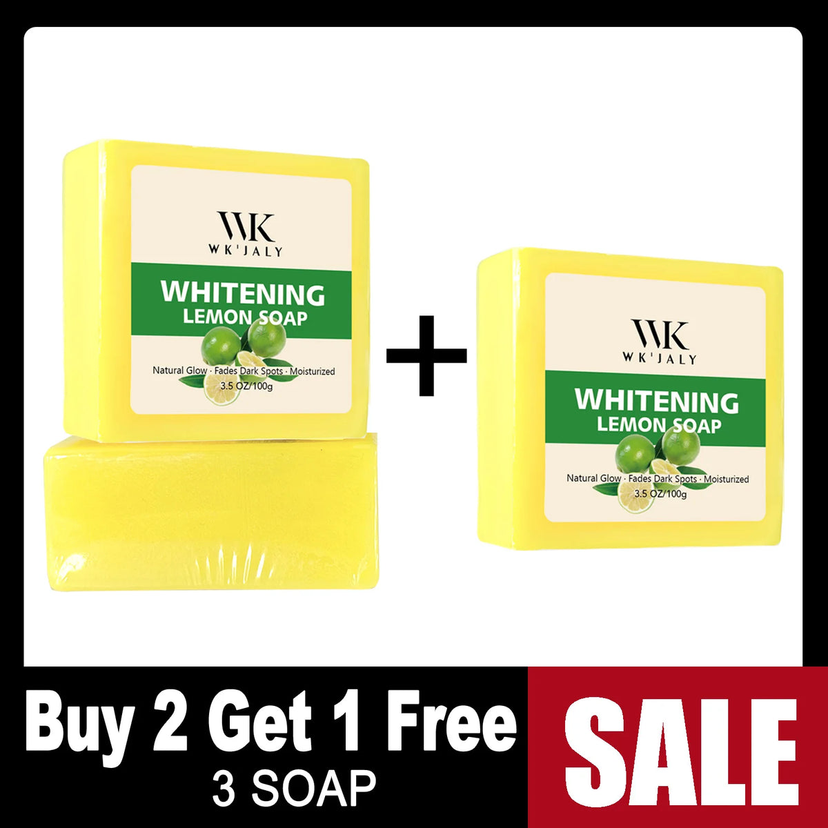 WK'JALY Lemon Brightening Soap – Glutathione & Shea Butter Brightening Bar Soap Qst Buy 2 Get 1 Free