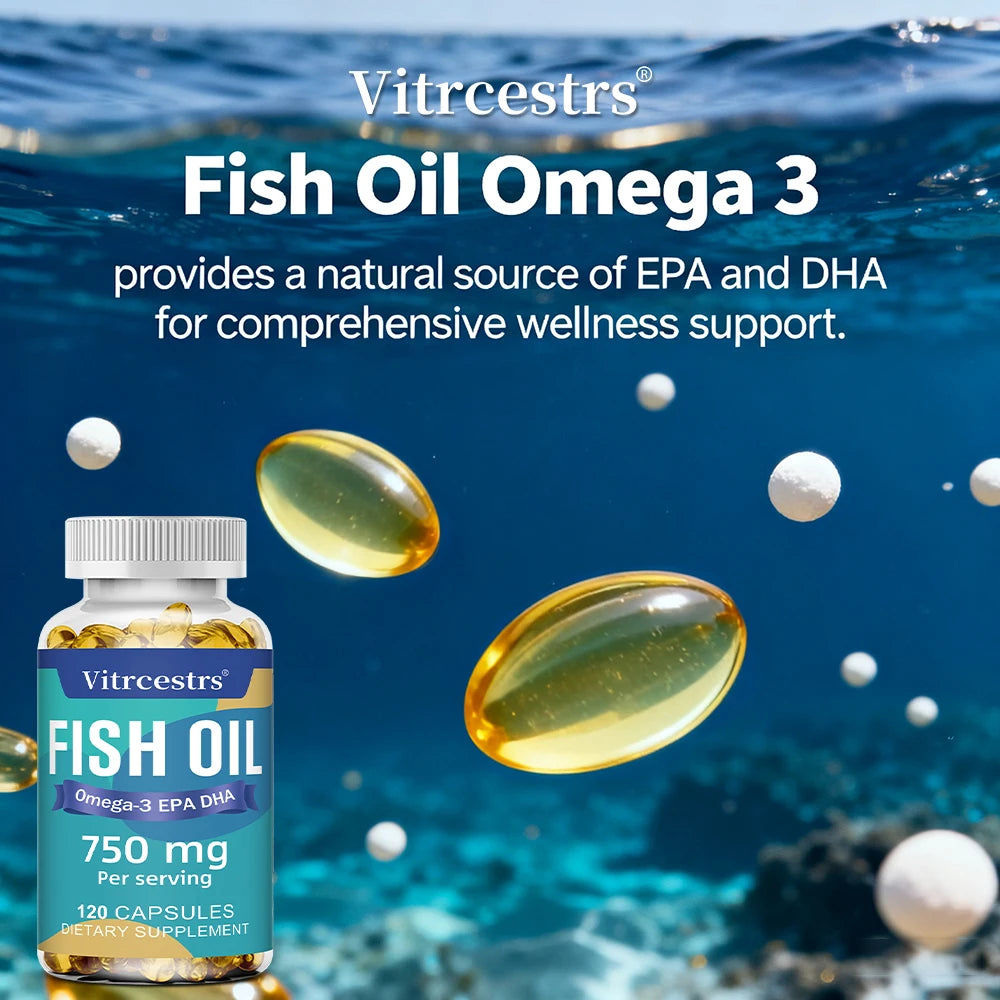 Kenofor Fish Oil Omega-3 750mg – Non-GMO Dietary Supplement Omega-3 Supplement Qst
