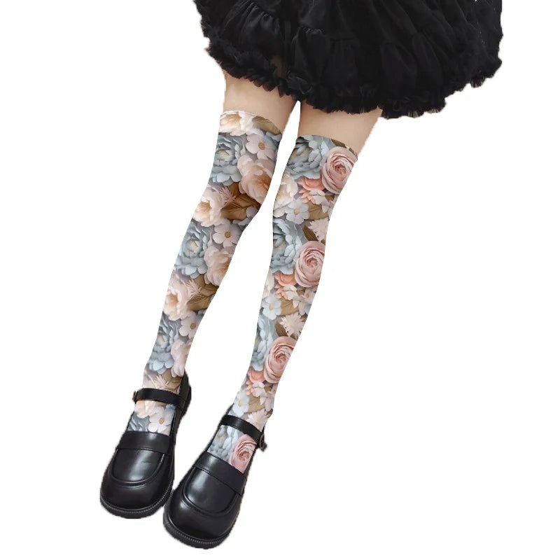 Women's 3D Tattoo Print Thigh-High Stockings | 13 Colors Thigh-High Stockings Qme style3 46CM