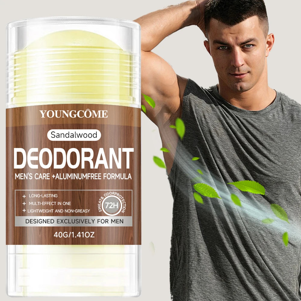 YOUNGCOME Sandalwood Men's Deodorant Stick – All-Day Fresh Men's Deodorant Stick Qst