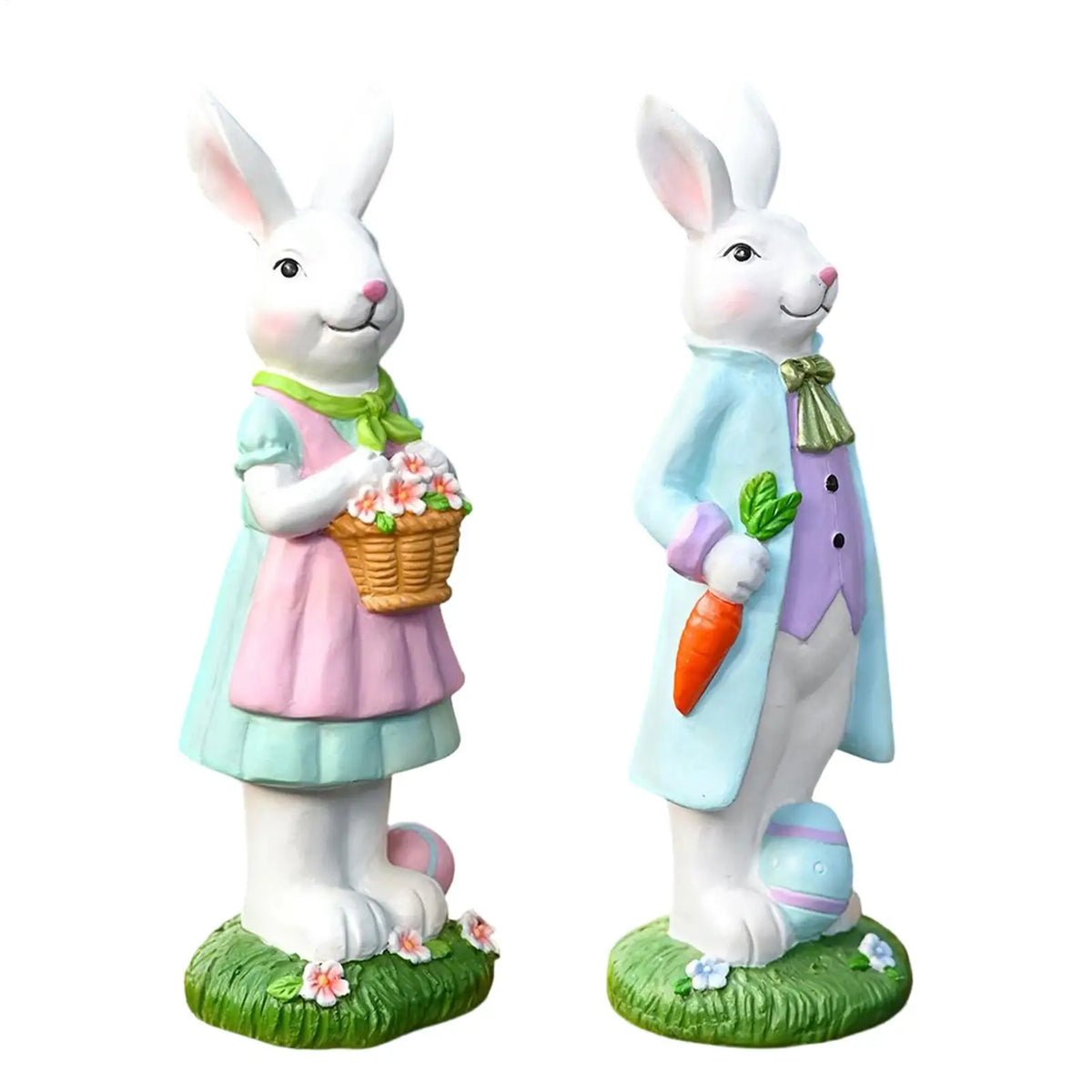 Easter Bunny Resin Rabbit Statue Spring Mantel Decoration Decorative Rabbit Statue Qme