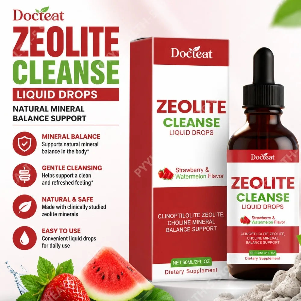 Docteat Zeolite Liquid Drops Vitamins C D3 B12 & Choline 60ml Liquid Supplement Drops Qst