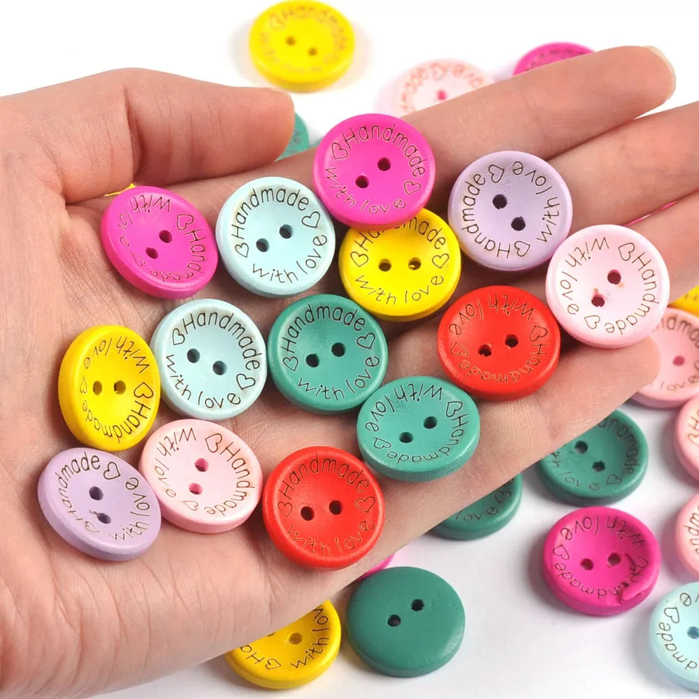 50pcs Colorful Round Flatback Wooden Buttons 20mm Craft Set Wooden Craft Buttons Qme