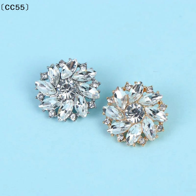 Rhinestone Flower Metal Buttons – Sparkling Decorative 2/4 Pcs Decorative Sewing Buttons Qst