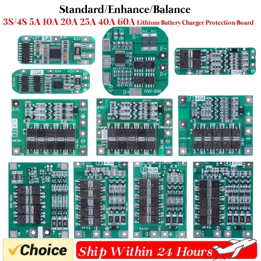 2S 3S 4S Li-ion BMS Protection Board 20A 40A 60A BMS Protection Board Qme