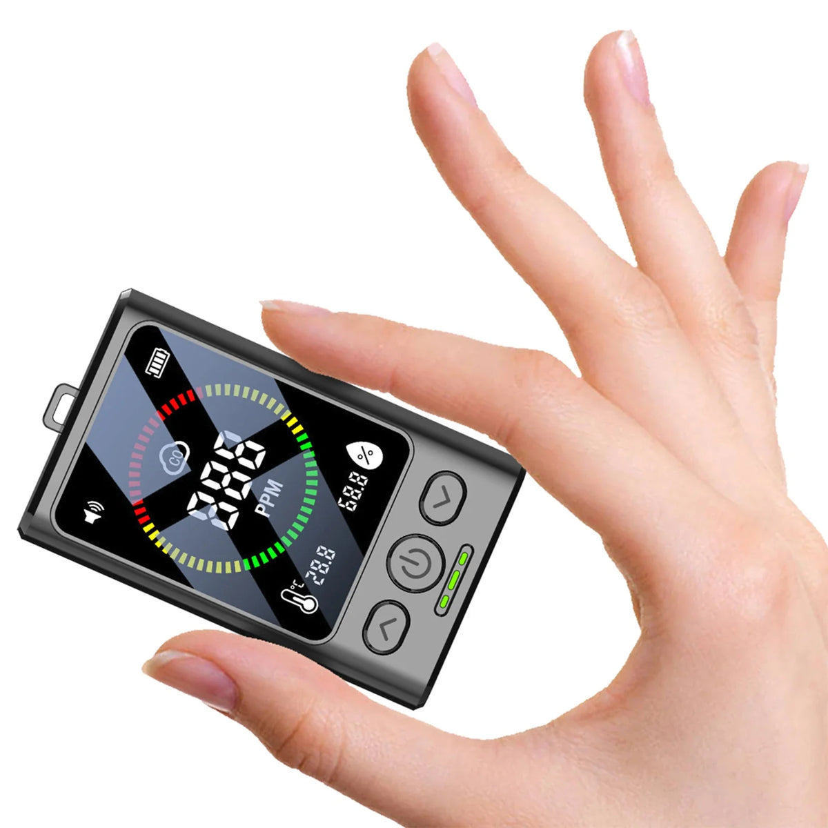 3-in-1 CO Detector | LCD Display, Temp & Humidity Monitor CO Detector Qme