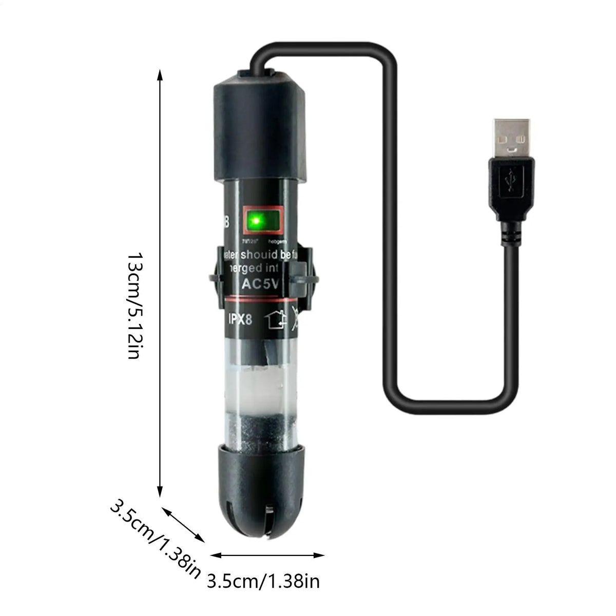 USB Fish Tank Heater – Precision Temp Control, 10W Submersible Aquarium Heater Qme
