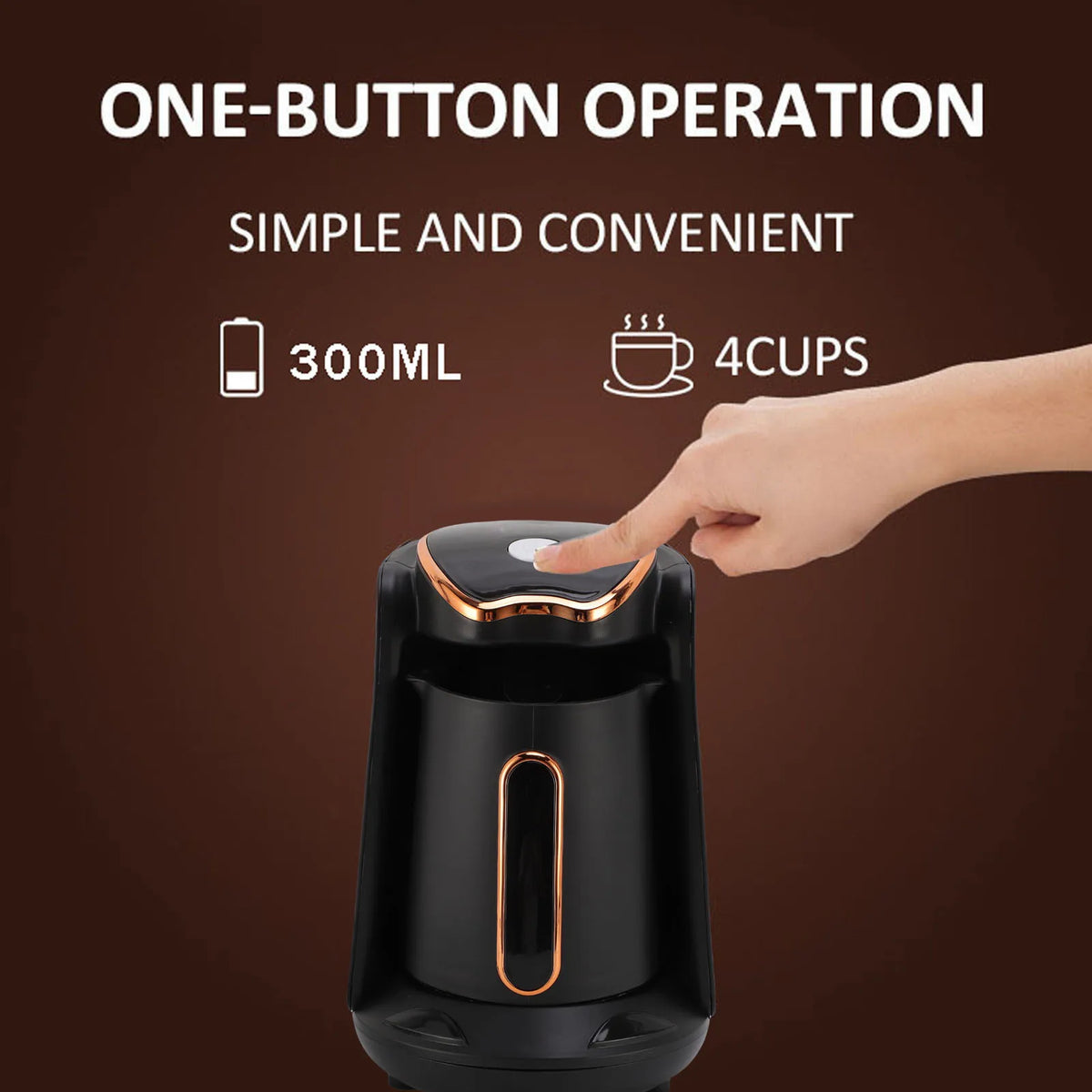 Turkish Coffee Maker 600W – 4-Cup Auto Overflow Protection Turkish Coffee Maker Qst