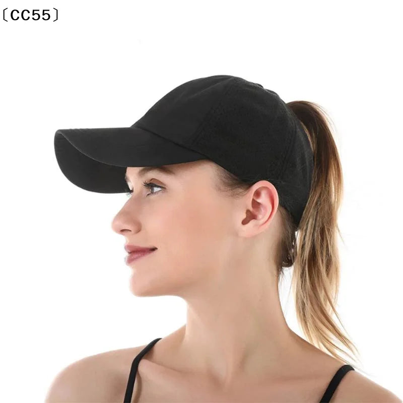 Women's Cross-Mesh Ponytail Baseball Cap – Breathable Sun Hat Ponytail Baseball Cap Qst
