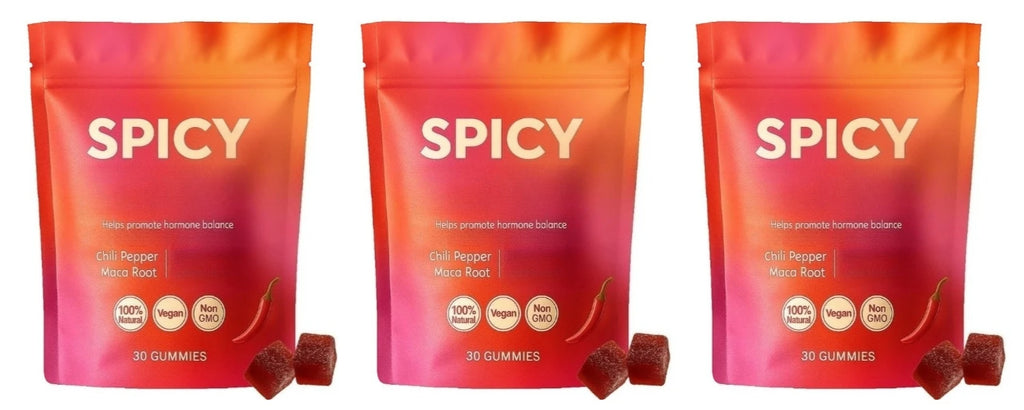 Spicy Peach Gummies – L-Theanine, Maca Root & Chili | 30ct Wellness Gummies Qst 90 Count(Pack of 3)
